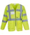 YK108 (HVJ800) YK014 Hi-Vis Executive Long Sleeve Waistcoat Yellow colour image